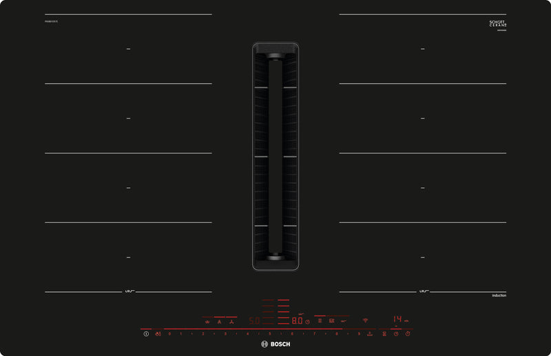 BOSCH Kochfeld mit integriertem Abzug Serie 8, Induktions Kochfeld mit integriertem Dunstabzug, 80 cm, flächenbündig