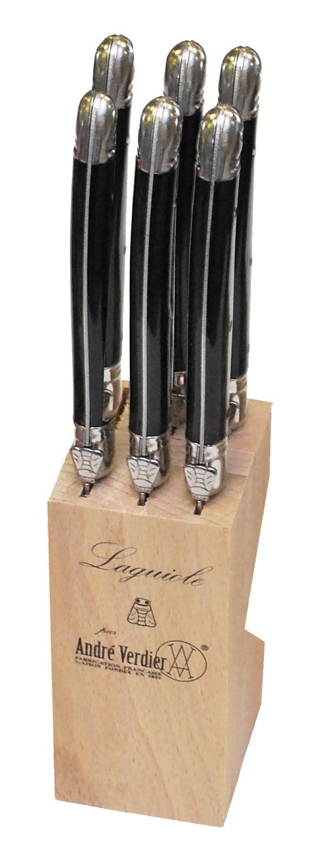 Laguiole Messerblock mit 6 schwarzen Messern