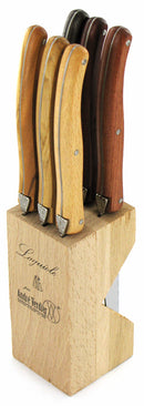 Laguiole knife block with 6 different debuting Country Steakmessen