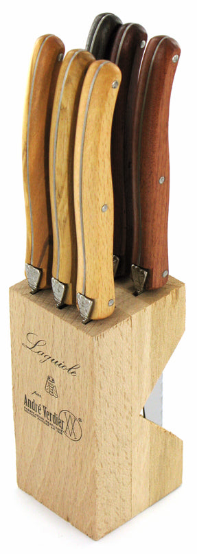 Laguiole Messerblock mit 6 verschiedenen Debutant Country Steakmessern