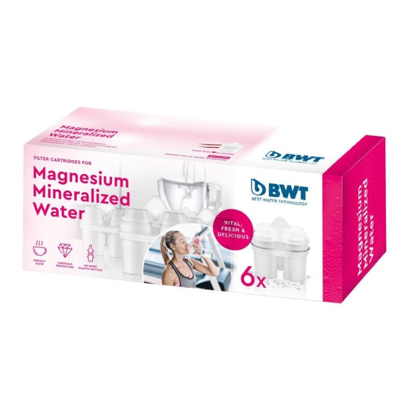 BWT Tischwasserfilter Set - Vida White Krug, 12 Magnesium Kartuschen, Eiswürfelform