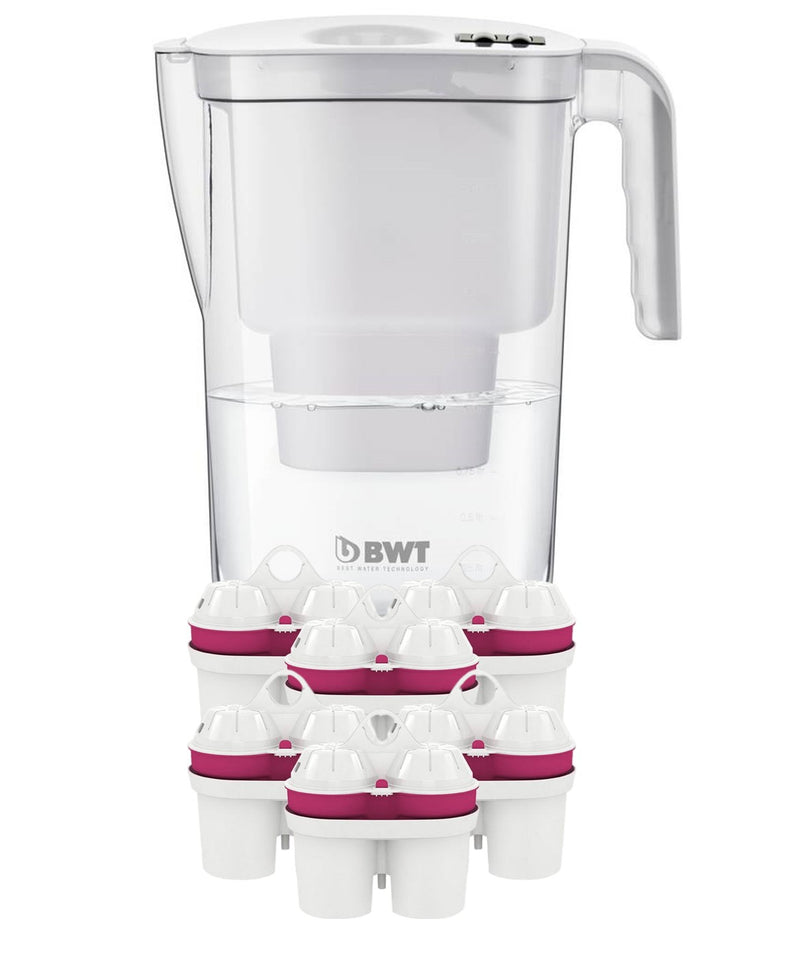 BWT table water filter set, jug vida with electrical timer and 12 magnesium cartridges