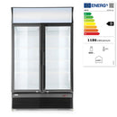 HENDI Getränkekühlschrank 618L mit 2 Glastüren, Arktic, 230V/400W