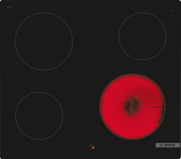 BOSCH Kochfeld Serie 4, Elektrokochfeld, 60 cm, Kochfeld Herd gesteuert, Schwarz, Rahmenlos aufliegend