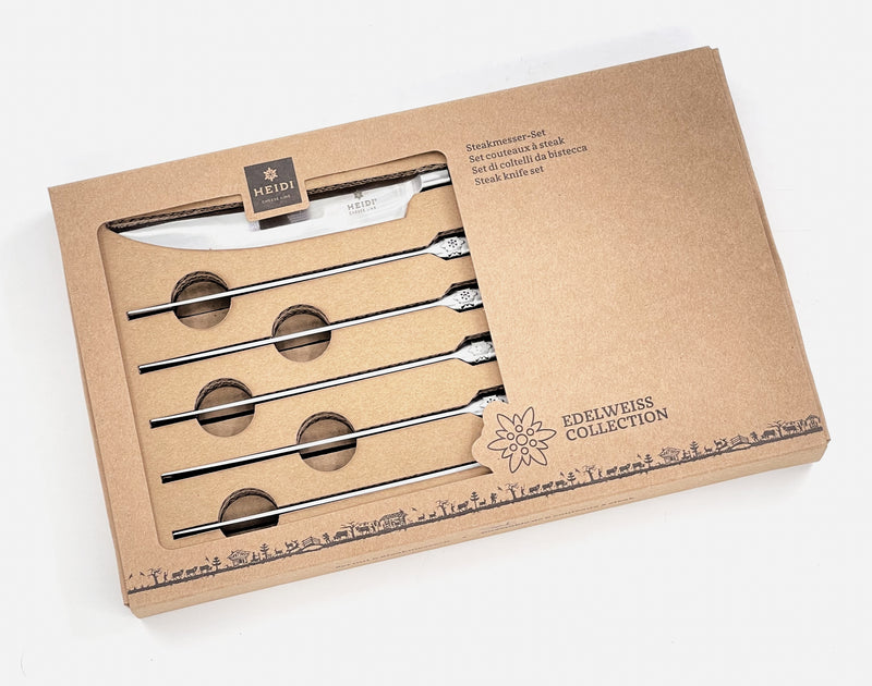Heidi Cheese Line Steakmesser Steakmesser Set 6-teilig mit Edelweiss-Kropf