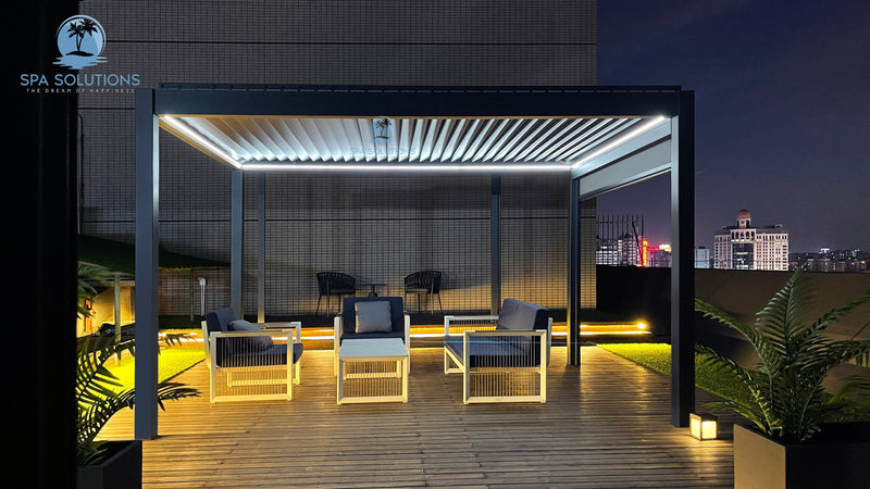 Solutions de spa Sky Pergola skymotion led en aluminium pergola 3m x 3m motorisé