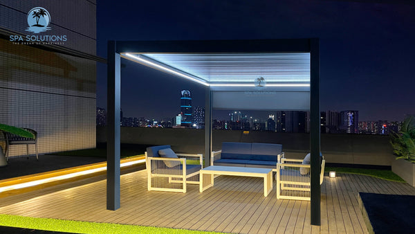 Spa Solutions Sky Pergola SkyMotion LED Aluminium Pergola 4m x 4m motorisiert