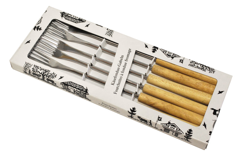 Accessoires Heidi Cheese Ligne Garnitur 6stk.FonDuegabeln Natural Wood