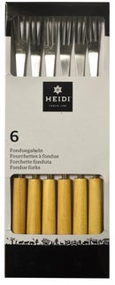 Heidi Cheese Line Accessories Garnitur 6stk.Fonduegabeln Natural wood