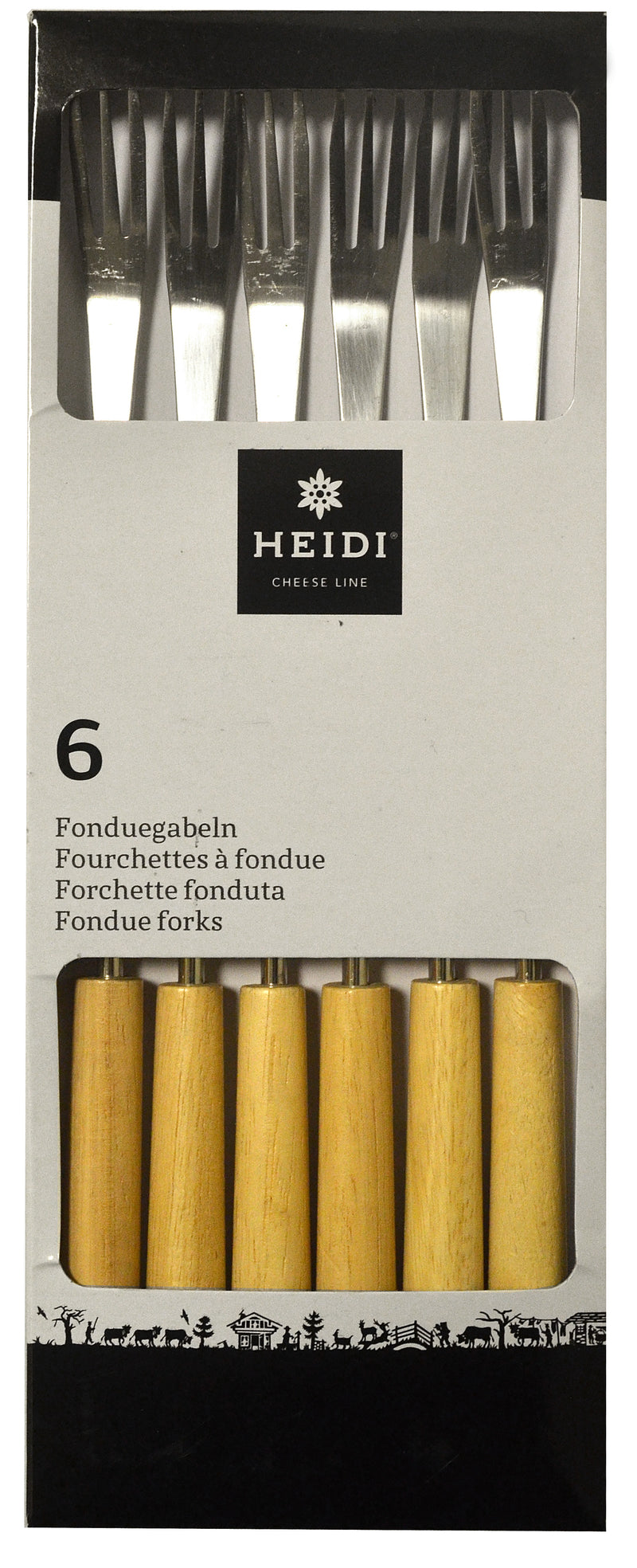 Heidi Cheese Line Accessories Garnitur 6stk.Fonduegabeln Natural wood