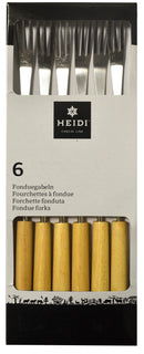 Heidi Cheese Line Zubehör Garnitur 6Stk.Fonduegabeln Naturholz