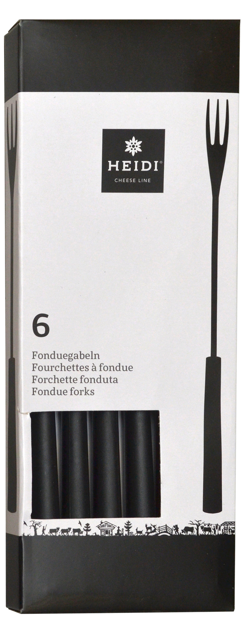 Heidi Cheese Line Zubehör Garnitur 6Stk.Fonduegabeln PP schwarz