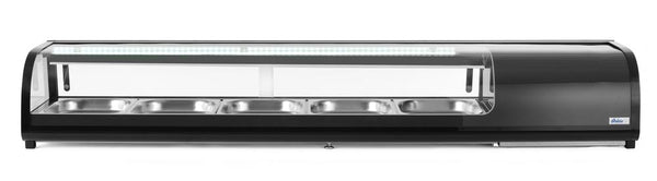 HENDI Sushi-Vitrine Arktic Fassungsvermögen: 5x GN 1/2 40 mm, Schwarz, 1800x420x265mm