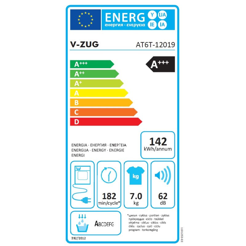 V-zug tumble sèche-linge 7kg adorant séchage r v6000