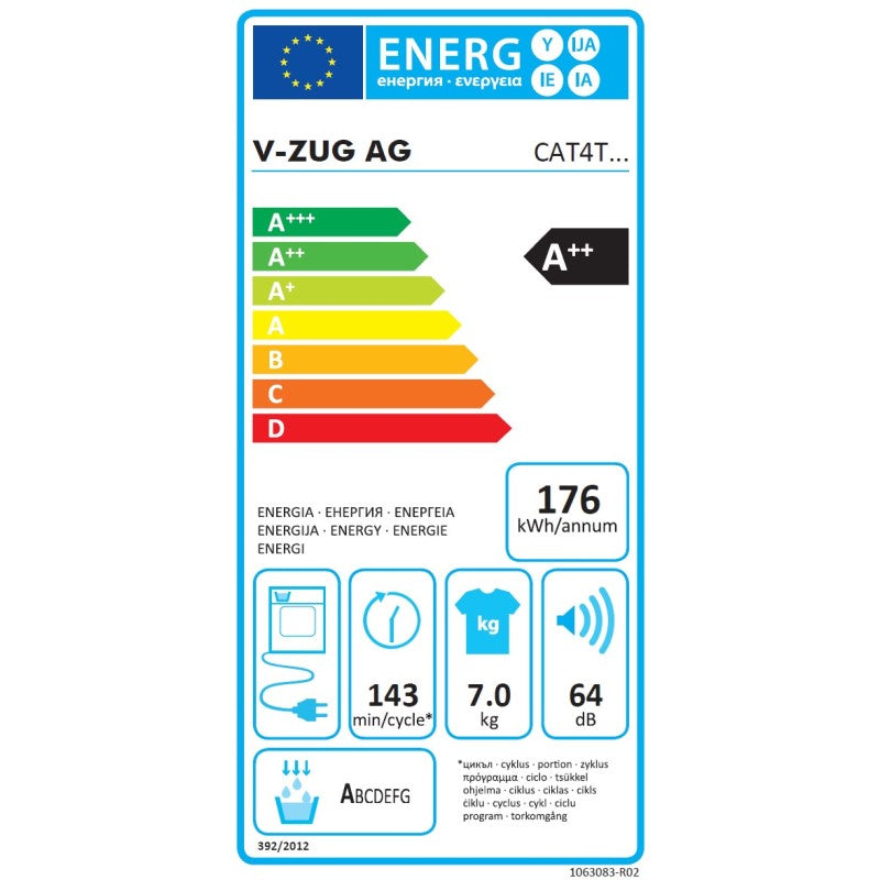 V-zug tumble sèche-linge 7 kg combbiadora sèche R v4000 dualdry