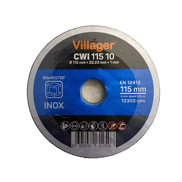 Villager separating disc for stainless steel 115*1.0 mm, 10 pieces.
