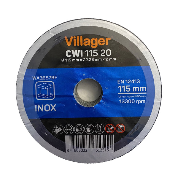 Villager separating disc for stainless steel 115*2.0 mm, 10 pieces.
