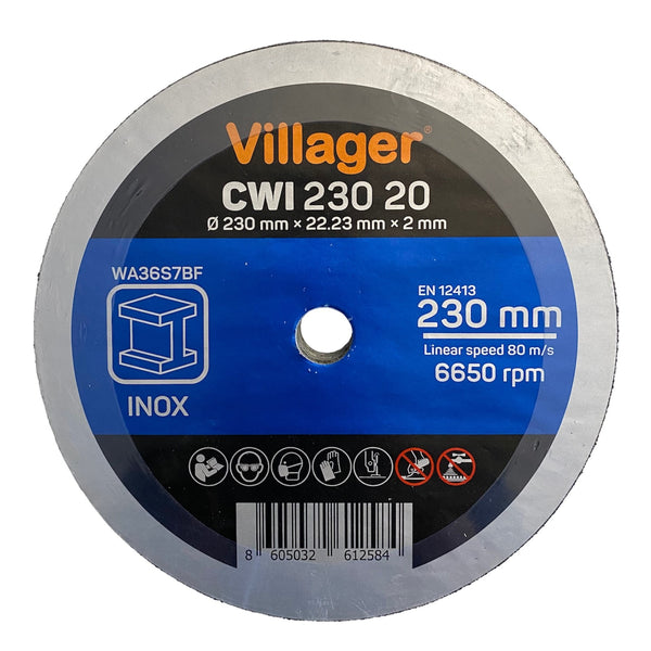 Villager separating disc for stainless steel 230*2.0 mm, 10 pieces.