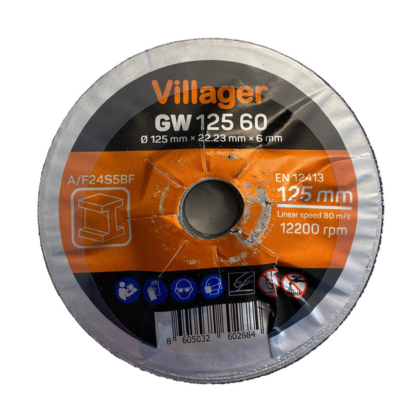 Villager grinding wheel 125x6x22.23 mm, 5 pieces.
