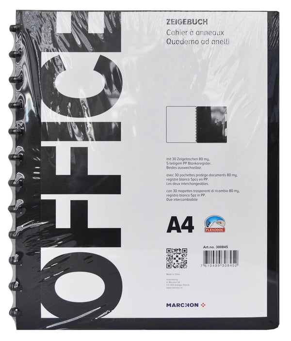 Office Büro / Papeterie Zeigebuch A4 30 Zeigetaschen schwarz