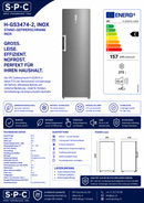SPC Freezer H-GS3474-2, INOX, 272 L, C-Class, NoFrost