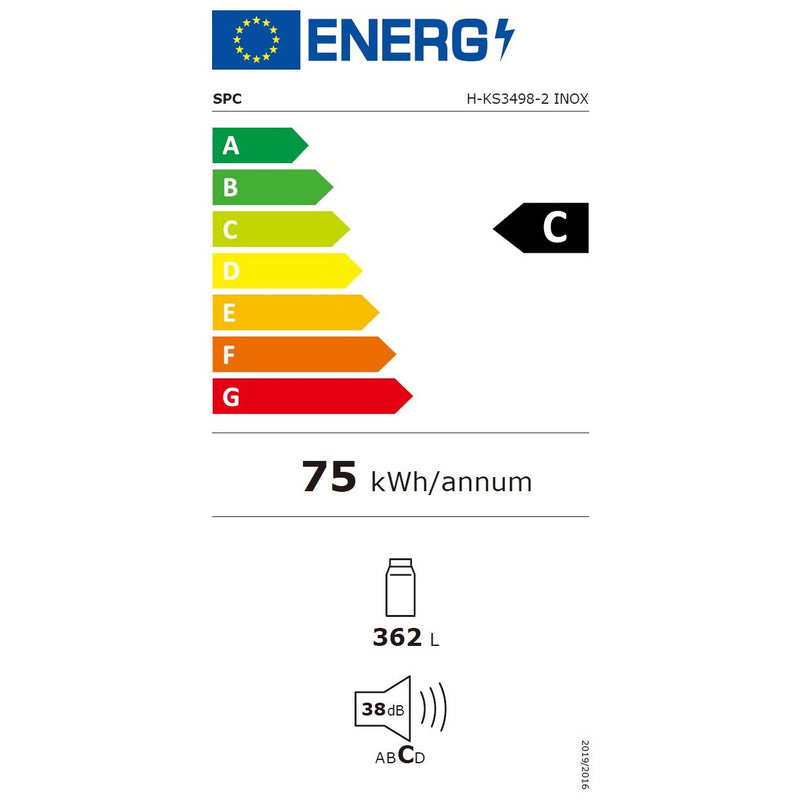SPC Frigorifero H-KS3498-2, INOX, 362 L, Classe C, garanzia a 5 anni