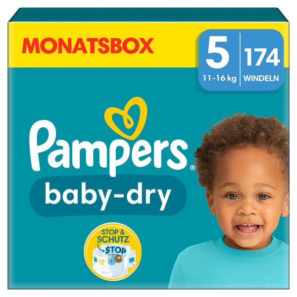 Pampers couches bébé sèche Gr.5 Junior 11-16kg Boîte mensuelle