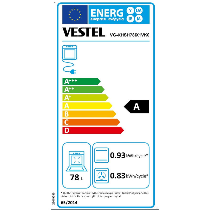 VESTEL Kochherd Set, Backofen und Glaskeramikkochfeld, VG-KHSH78IX1VK0