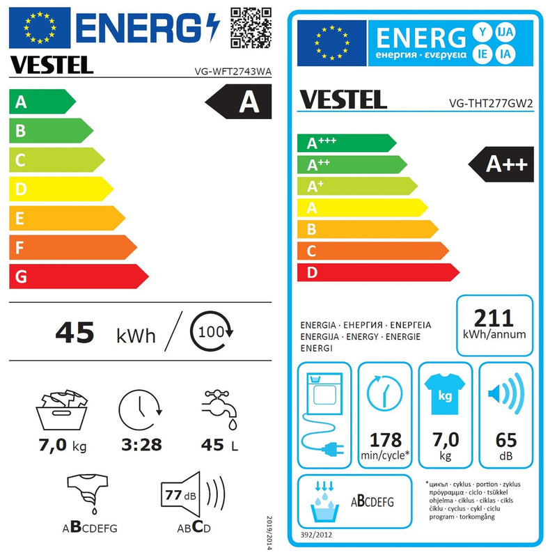 Tour de lavage des Vesttel 7 kg, A / A ++