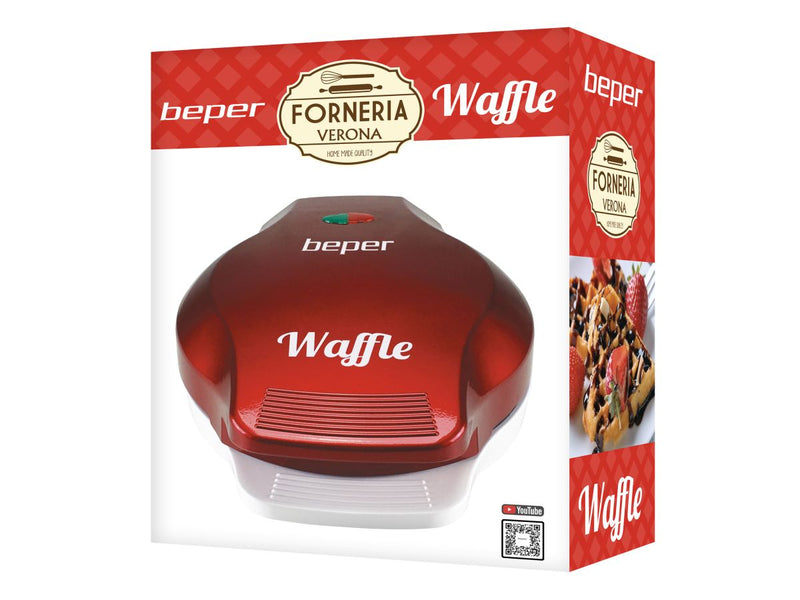 Beper waffle iron 18 cm red