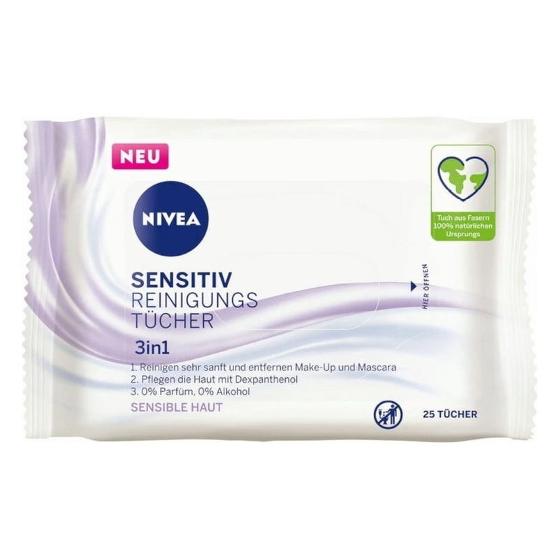 Serviettes de nettoyage Nivea sensibles 3 sur 1 25