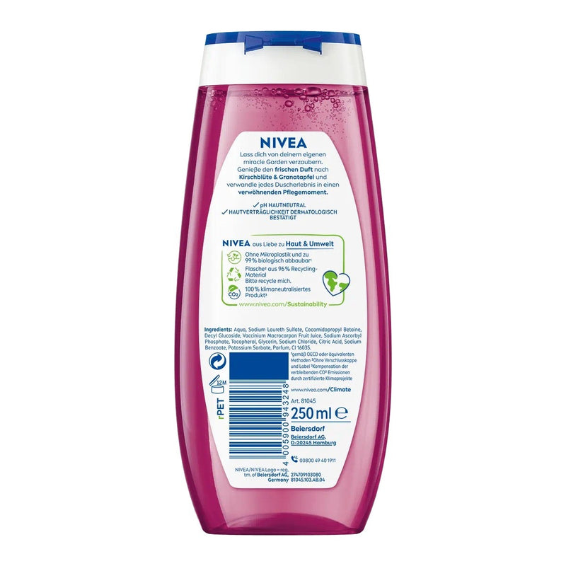 Nivea Duschmittel 8er Set Duschgel miracle Garden Kirschblüte Granatapfel 250ml