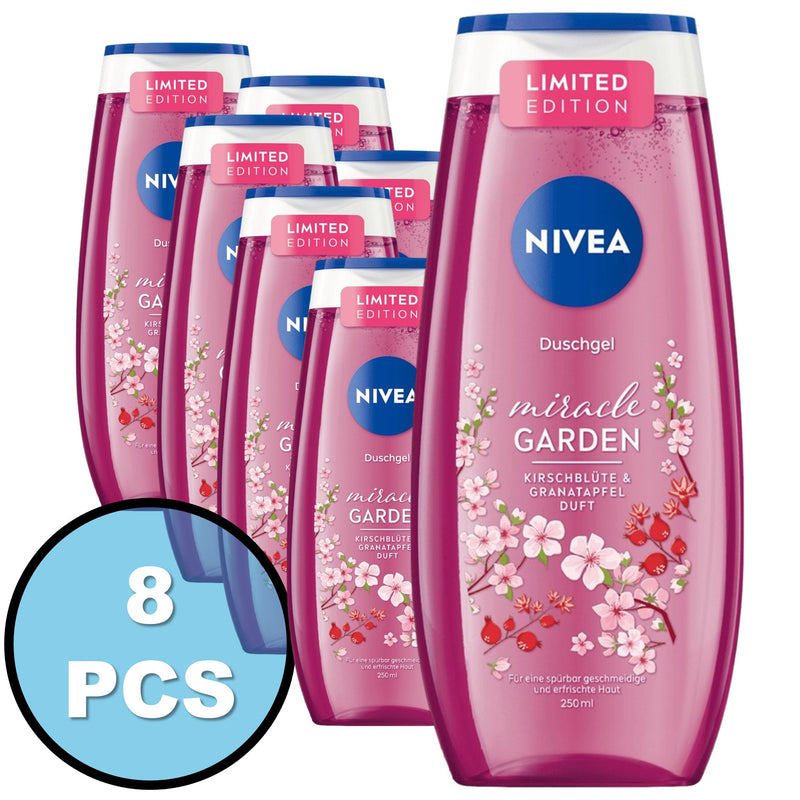 Nivea Duschmittel 8er Set Duschgel miracle Garden Kirschblüte Granatapfel 250ml