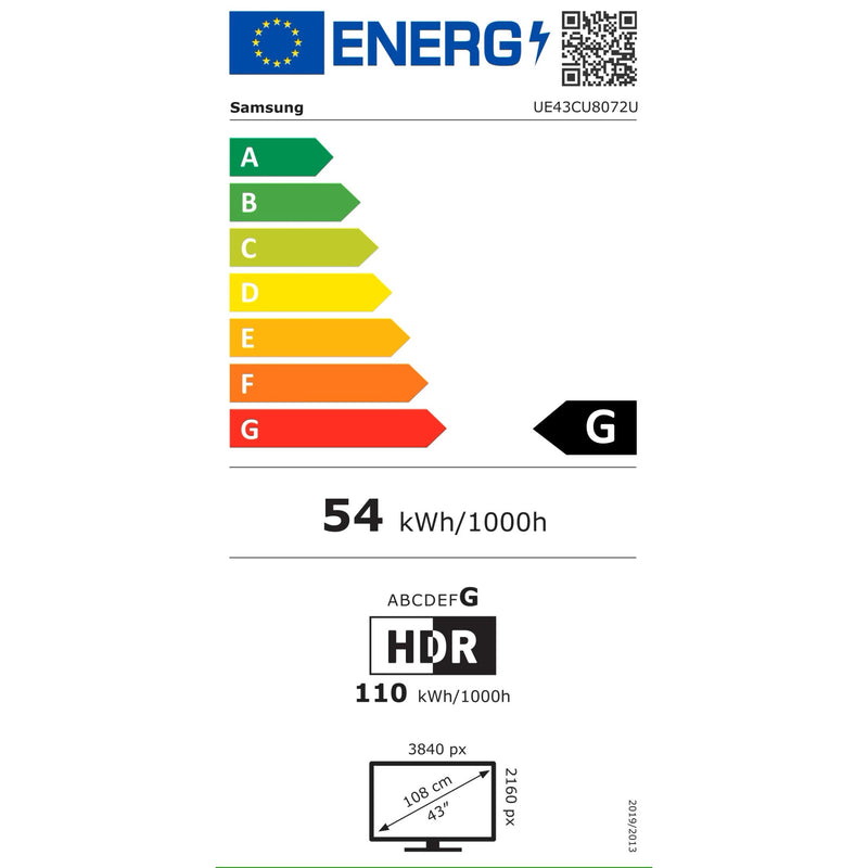 Samsung TV 43 pollici, 4K UHD, UE43DU8072U (2024)