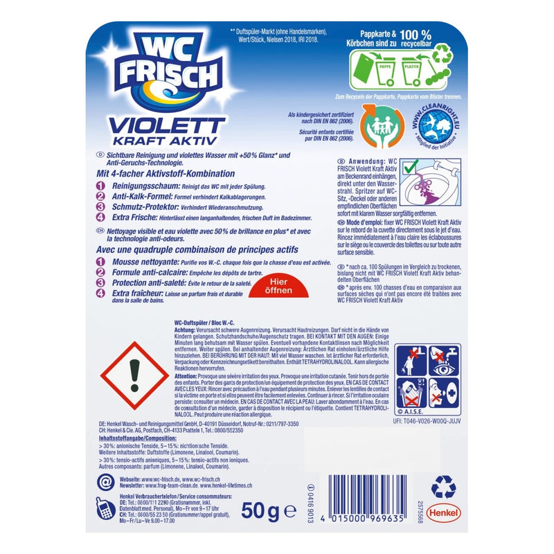 WC Frisch WC Stein Kraft Aktiv Violett Magnolie 50g