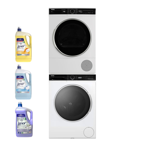 VESTEL Waschturm Set 7kg, A/A++, GRATIS Lenor Weichspüler 600WL