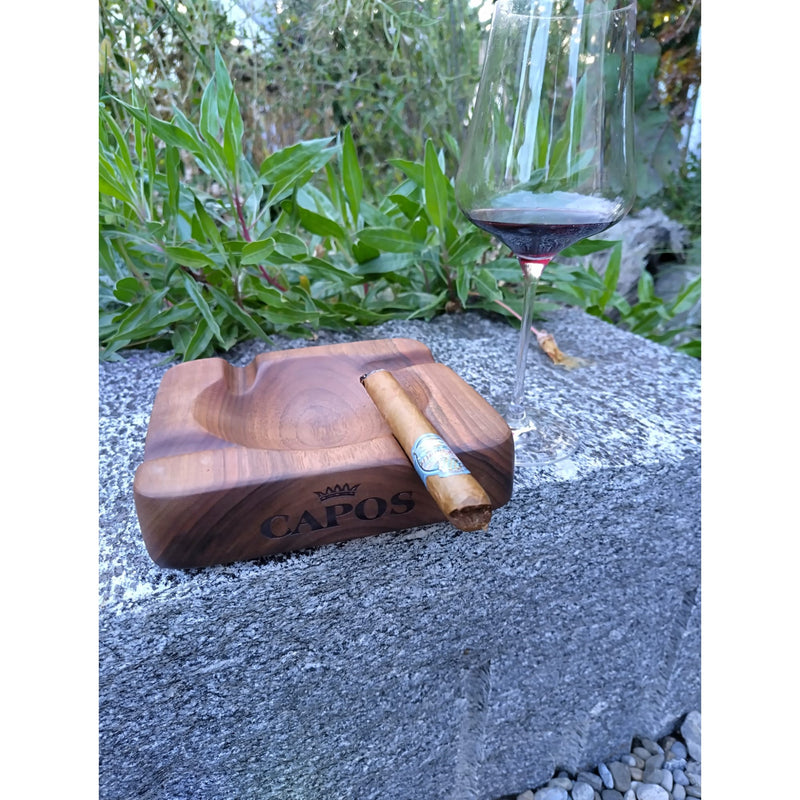 Capos ashtray walnut wood, 17x17x4 cm