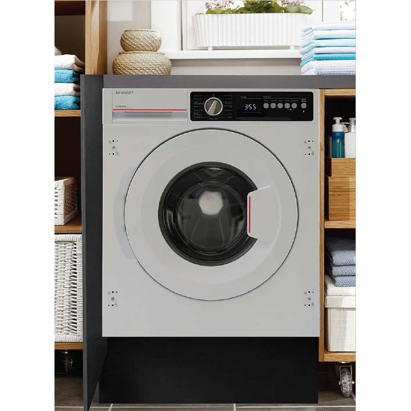 Sharp Washing machine installation, 8kg, ES-NIB814BWNA, A-Class