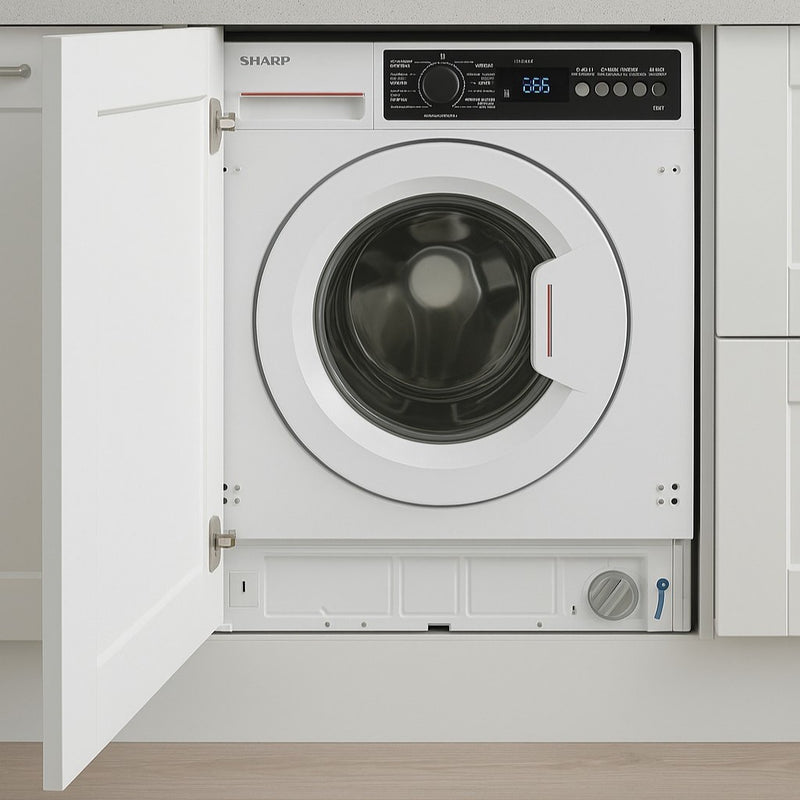 Sharp Washing machine installation, 8kg, ES-NIB814BWNA, A-Class