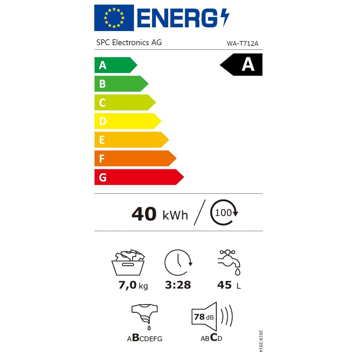 SPC Lavatrice 7kg, caricamento dall'alto WA-T712A-CH