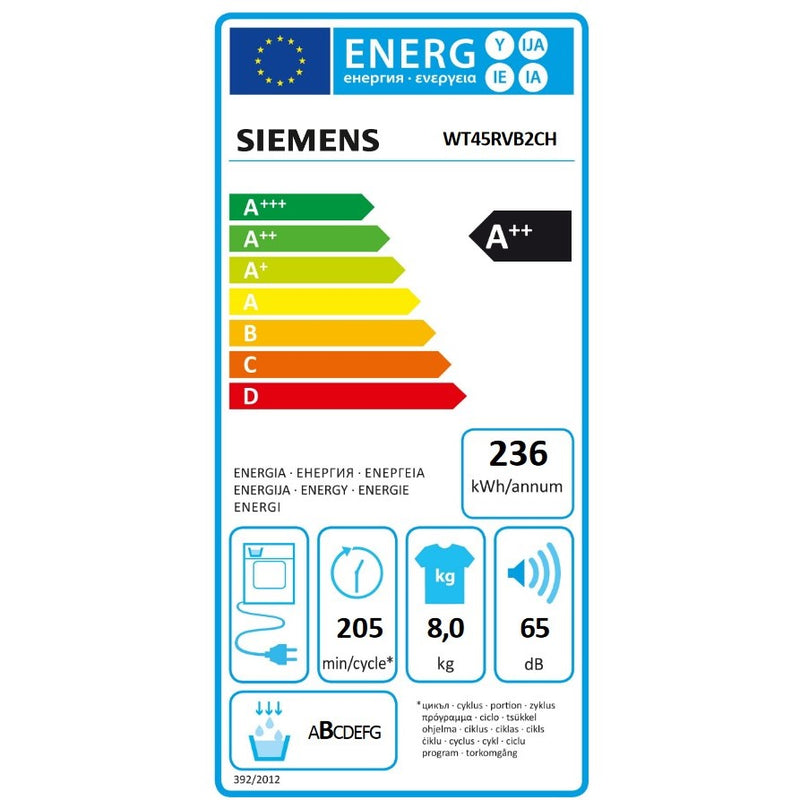 Siemens Tumble Dryer 8kg, WT45RVB2CH