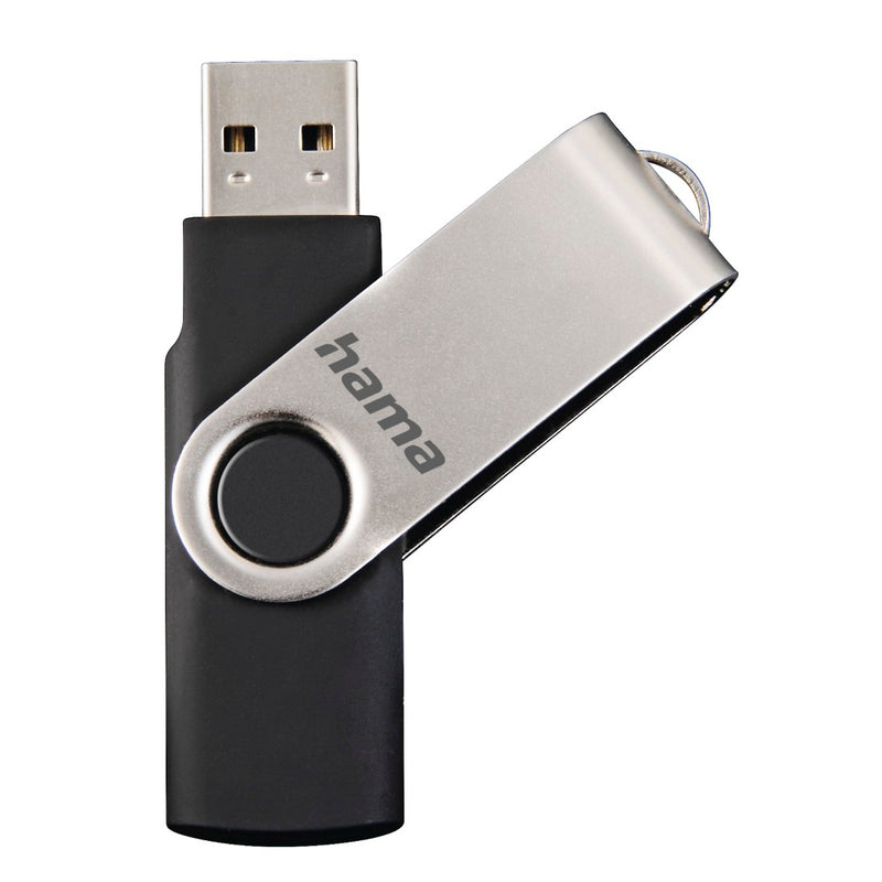 Hama USB-Stick "Rotate", USB 2.0, 64GB, 15MB/s, Schwarz/Silber