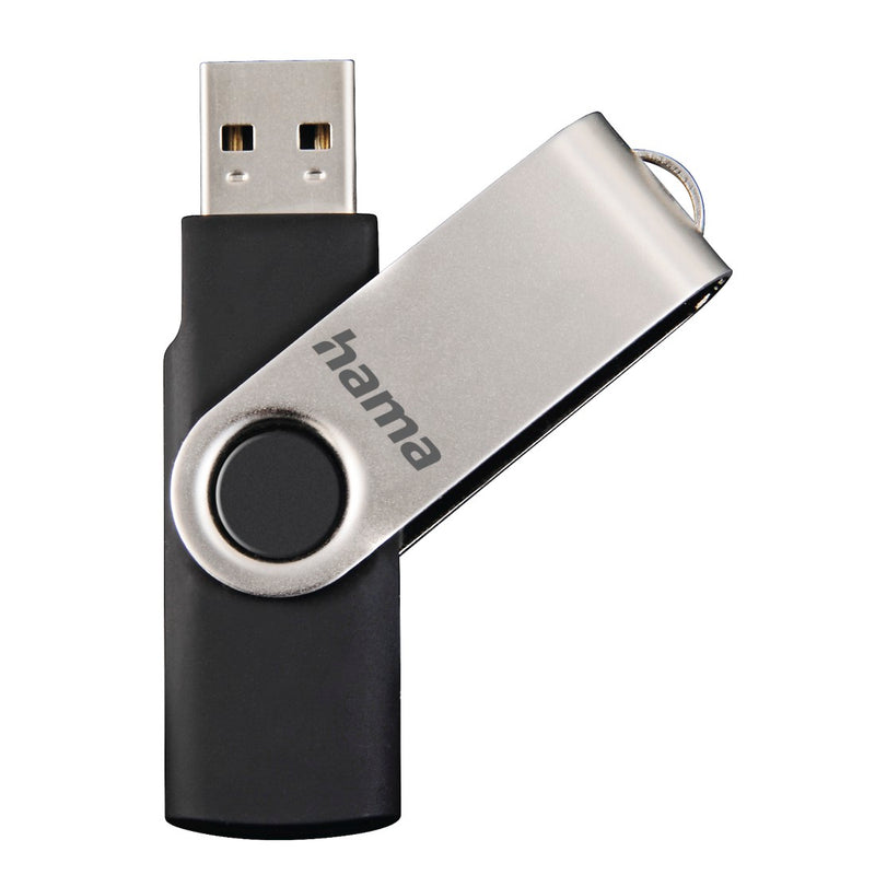 Hama USB-Stick "Rotate", USB 2.0, 128 GB, 15MB/s, Schwarz/Silber