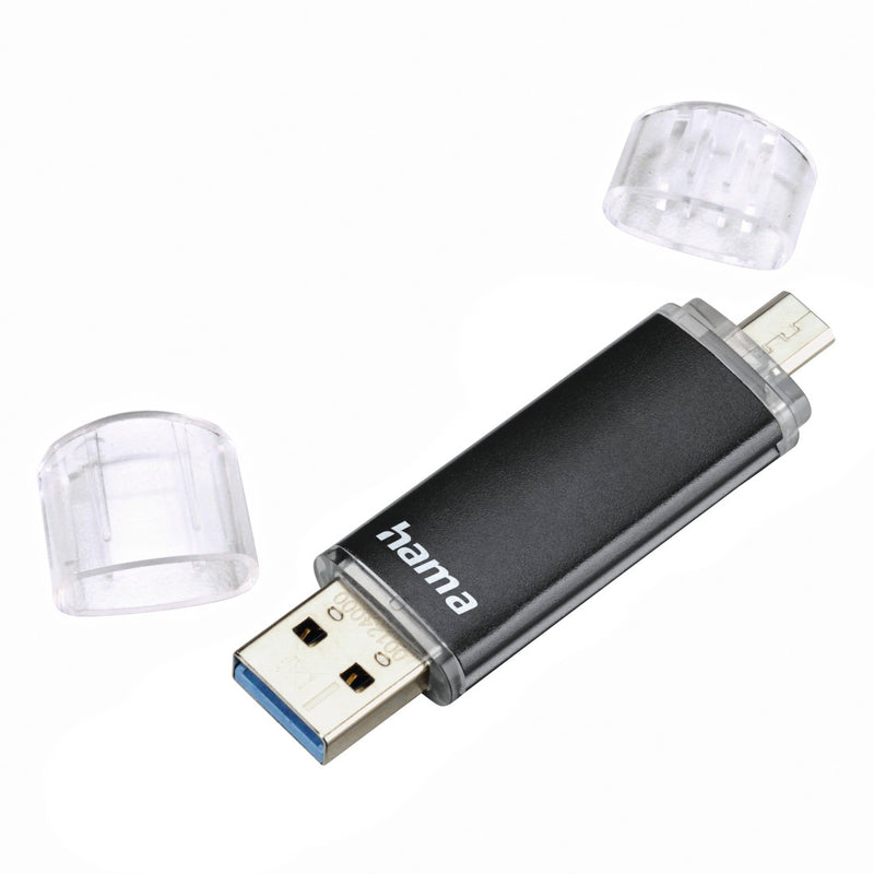 Hama USB-Stick "Laeta Twin", USB 3.0, 128GB, 40MB/s, Schwarz