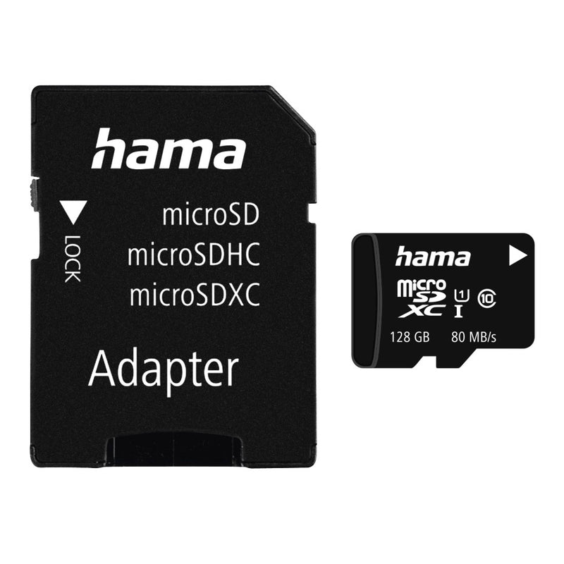 Hama microSDXC 128GB Class 10 UHS-I 80MB/s + Adapter/Foto