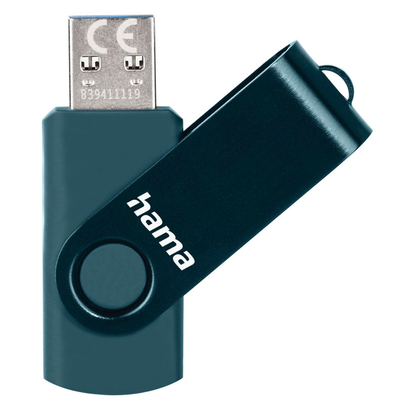 Hama USB-Stick "Rotate", USB 3.0, 256GB, 90MB/s, Petrolblau