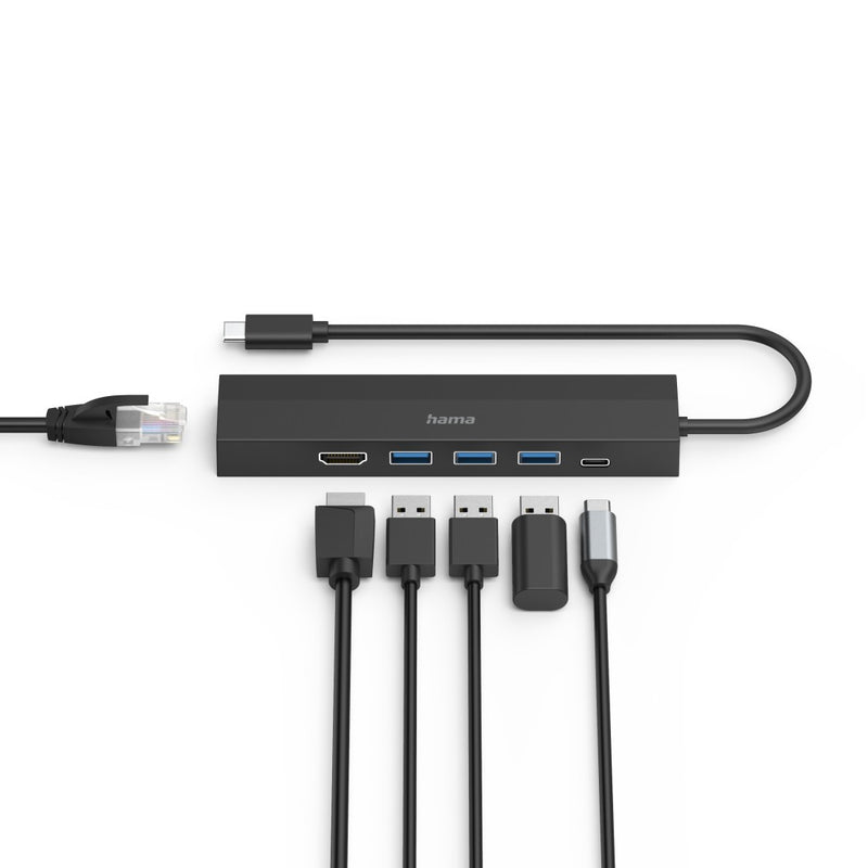 Multiport HAMA USB-C-HUB, 6 porte, 3x USB-A, USB-C, HDMI ™, LAN/Ethernet