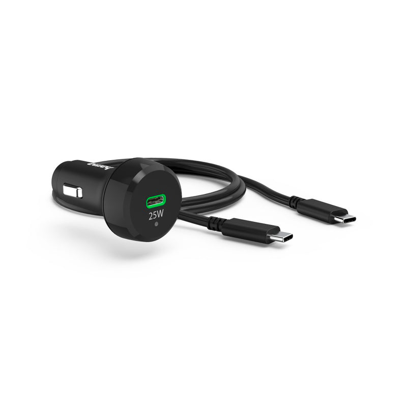 Hama Schnellladegerät Auto mit Ladekabel USB-C, PD, 25 W, 1 m, Schwarz