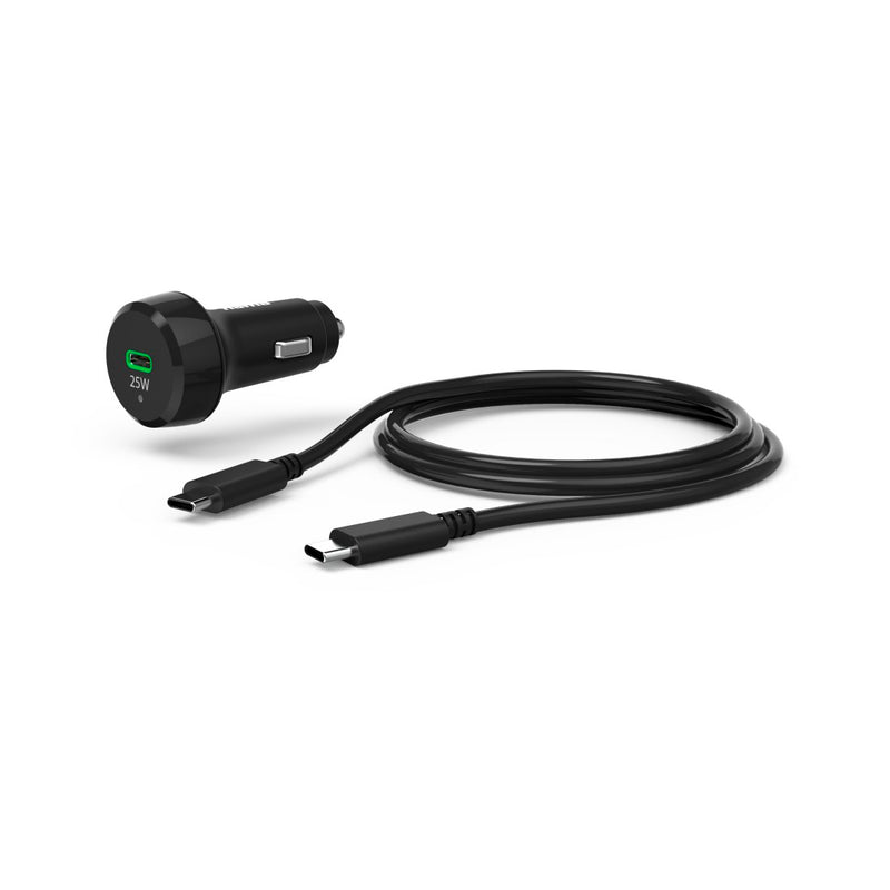 Hama Schnellladegerät Auto mit Ladekabel USB-C, PD, 25 W, 1 m, Schwarz