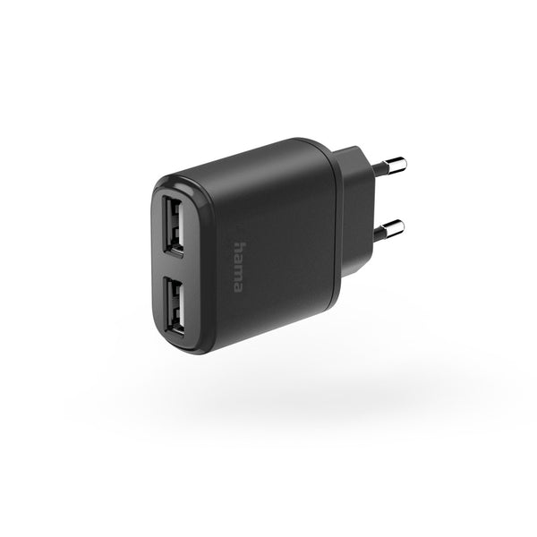 Hama Ladegerät 2x USB-A, 12 W, Schwarz